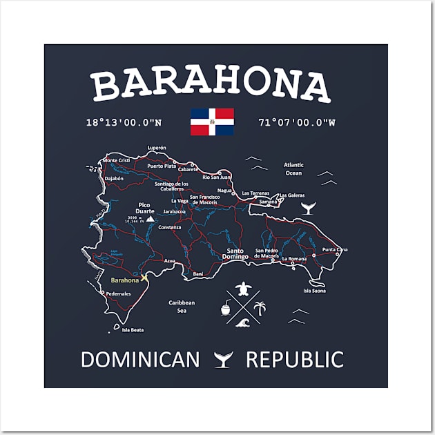 Barahona Dominican Republic Map Wall Art by French Salsa